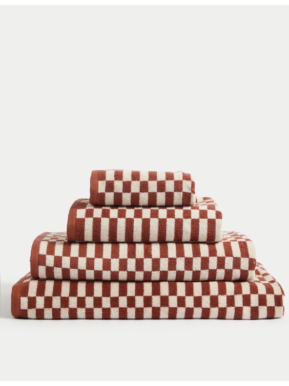 Marks & Spencer Хавлия от чист памук с геометричен десен на квадрати Marks & Spencer сива