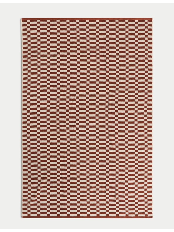 Marks & Spencer Хавлия от чист памук с геометричен десен на квадрати Marks & Spencer сива