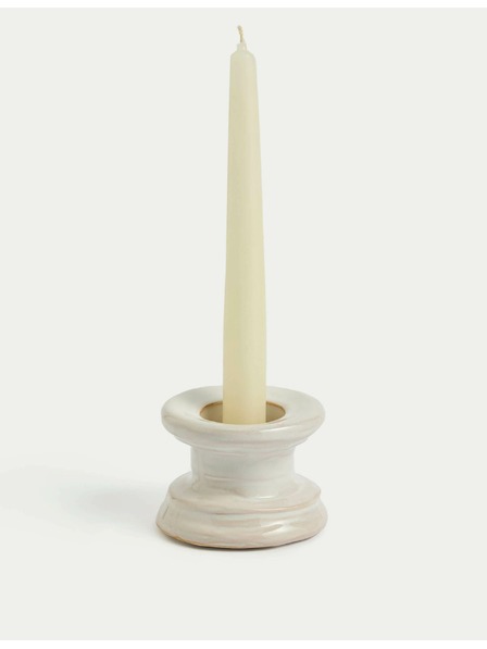 Marks & Spencer Керамична поставка за свещ и чаена свещ Marks & Spencer бяла