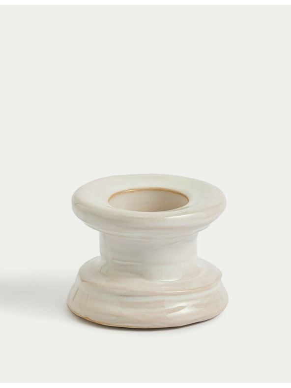 Marks & Spencer Керамична поставка за свещ и чаена свещ Marks & Spencer бяла