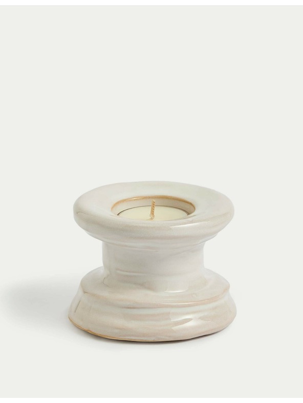 Marks & Spencer Керамична поставка за свещ и чаена свещ Marks & Spencer бяла