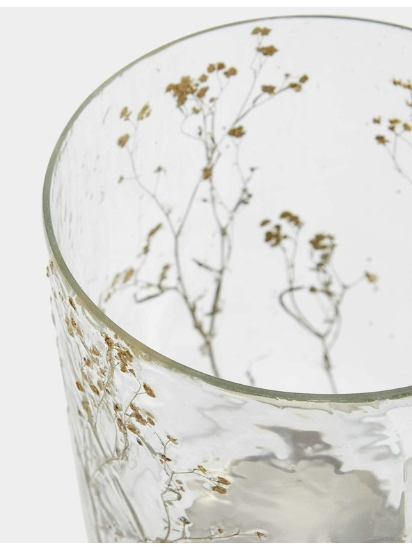 Marks & Spencer Свещник Hurricane с релефно цвете Marks & Spencer бежова