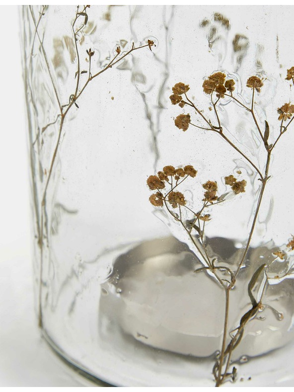 Marks & Spencer Свещник Hurricane с релефно цвете Marks & Spencer бежова