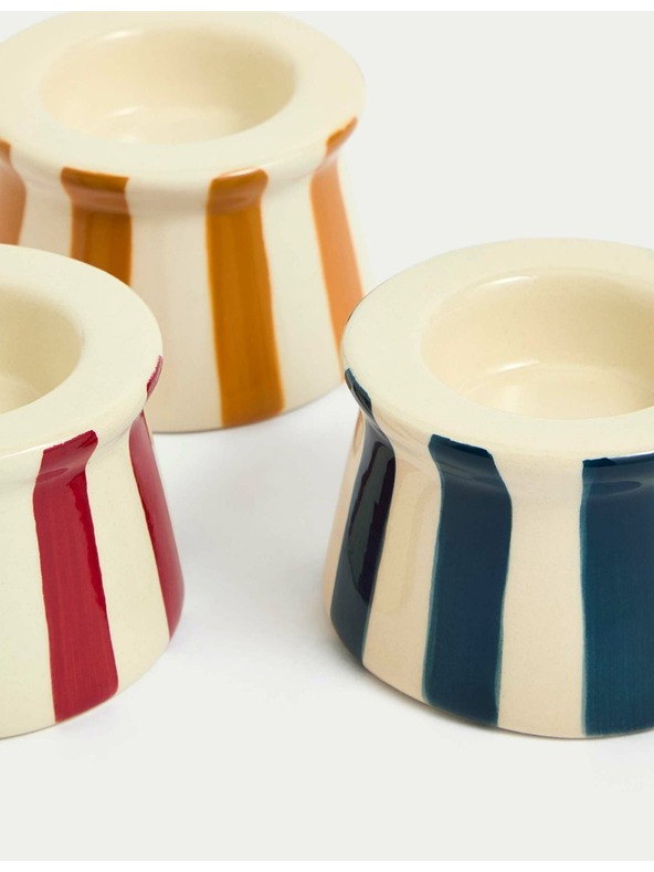 Marks & Spencer Комплект от 3 ивичести керамични държача за чаени свещи Marks & Spencer многоцветна