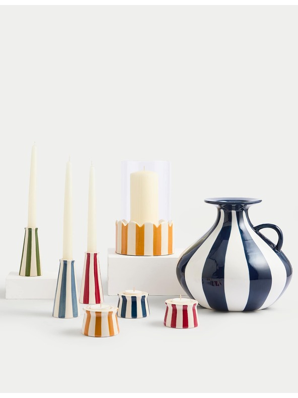 Marks & Spencer Комплект от 3 ивичести керамични държача за чаени свещи Marks & Spencer многоцветна