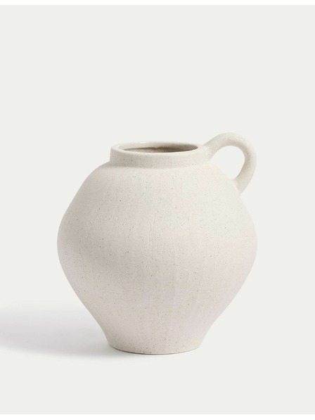 Marks & Spencer Малка керамична ваза с формирана дръжка Marks & Spencer бяла