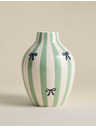 Marks & Spencer Ивичеста керамична ваза с напукана глазура Marks & Spencer зелена