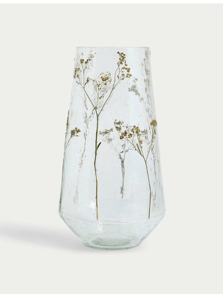 Marks & Spencer Стъклена ваза с мотив на цветя Marks & Spencer бежова