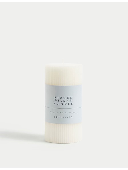 Marks & Spencer Релефна стълбова свещ Marks & Spencer бяла