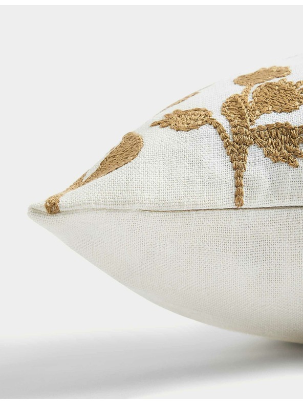 Marks & Spencer Възглавка от ленена смес с цветен бродиран десен Marks & Spencer златиста