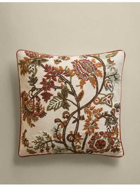 Marks & Spencer Възглавница от чиста памучна материя с цветна бродерия Marks & Spencer екрю