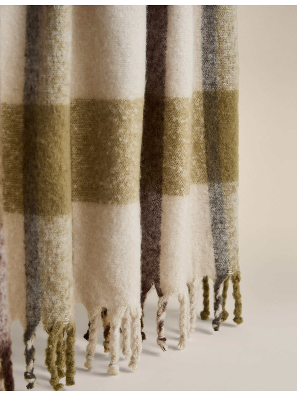 Marks & Spencer Каре плед от изкуствен мохер Marks & Spencer зелена