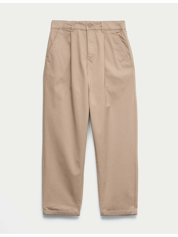 Marks & Spencer Плисирани chino панталони с високо съдържание на памук (6-16 години) Marks & Spencer бежова