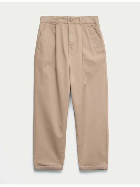 Marks & Spencer Плисирани chino панталони с високо съдържание на памук (6-16 години) Marks & Spencer бежова
