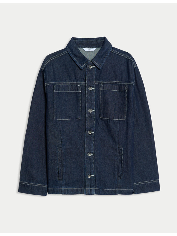 Marks & Spencer Дънкова риза, от чист памук (6–16 години) Marks & Spencer тъмносиня