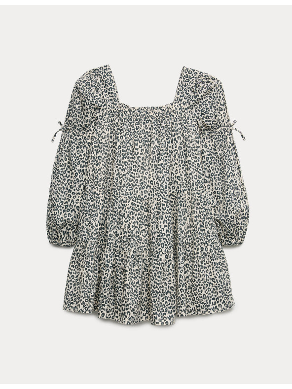 Marks & Spencer Рокля от чист памук с леопардов принт (6-16 години) Marks & Spencer кафява