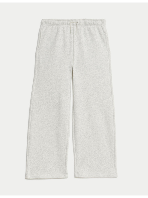 Marks & Spencer Спортни панталони с широки крачоли и висок дял памук (2-16 години) Marks & Spencer сиви