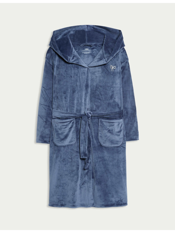 Marks & Spencer Кадифен халат с качулка (6-16 години) Marks & Spencer многоцветна