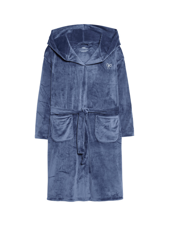 Marks & Spencer Кадифен халат с качулка (6-16 години) Marks & Spencer многоцветна