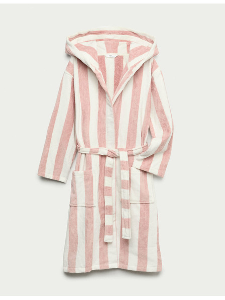 Marks & Spencer Раиран халат с качулка, от чиста памучна материя (9 месеца – 10 години) Marks & Spencer розова