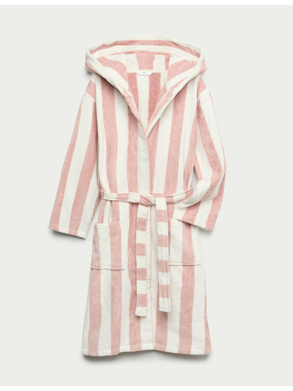 Marks & Spencer Раиран халат с качулка, от чиста памучна материя (9 месеца – 10 години) Marks & Spencer розова