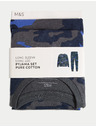 Marks & Spencer Камуфлажна пижама от чиста памучна материя (6–16 години) Marks & Spencer синя