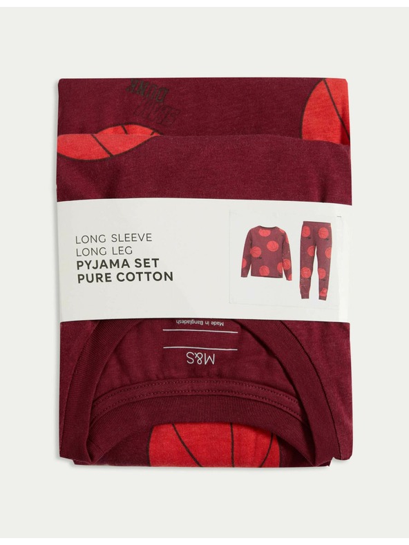 Marks & Spencer Пижамен комплект Basketball, от чиста памучна материя (3–16 години) Marks & Spencer червена