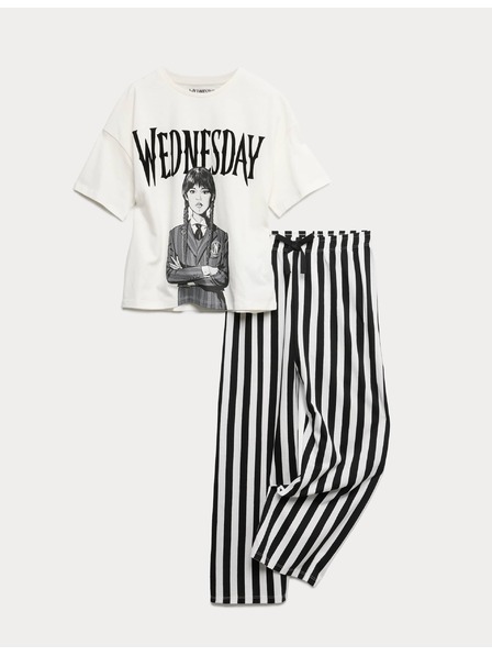 Marks & Spencer Детски пижамен комплект Wednesday™ от чиста памучна материя (6–16 години) Marks & Spencer черна