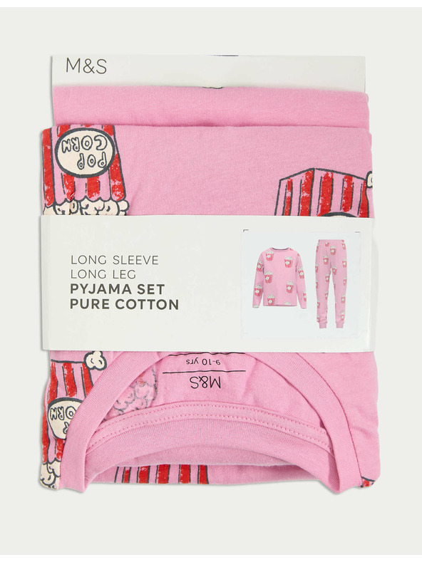 Marks & Spencer Пижама от чиста памучна материя с принт на пуканки (1–16 години) Marks & Spencer розова