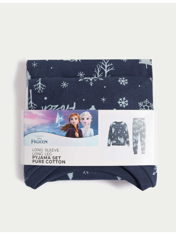 Marks & Spencer Пижама с мотив Disney Frozen™, от чист памук (2–8 години) Marks & Spencer морскосин