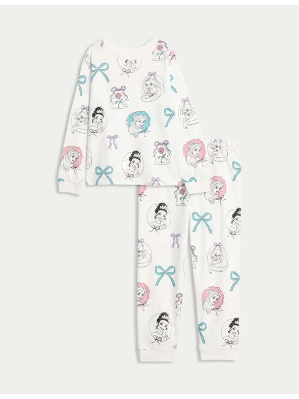 Marks & Spencer Пижама от чист памук Disney Princess™ (2-8 години) Marks & Spencer кремав