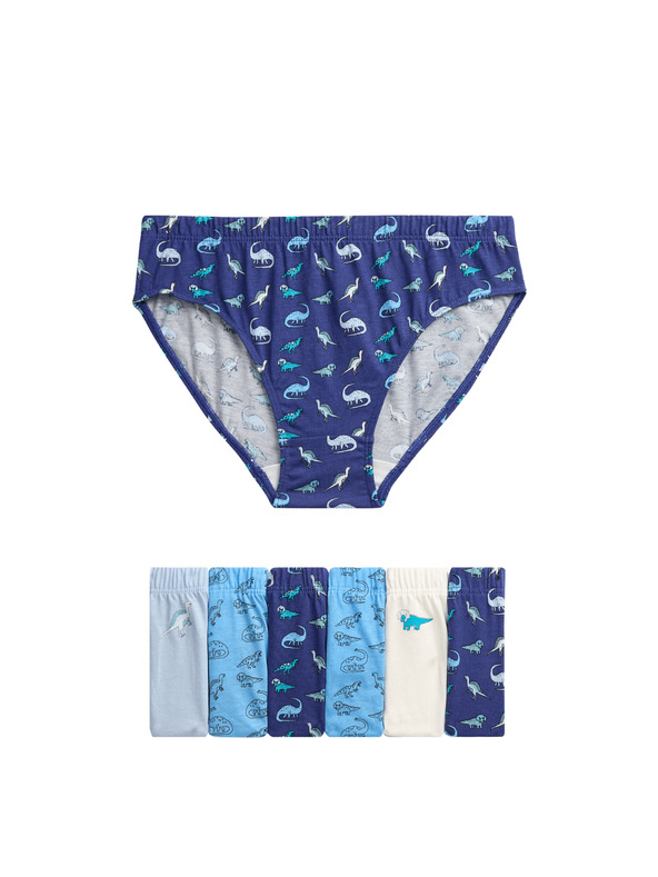 Marks & Spencer Бикини от чист памук с мотив динозаври, 7 бр. в опаковка (2–8 години) Marks & Spencer многоцветна