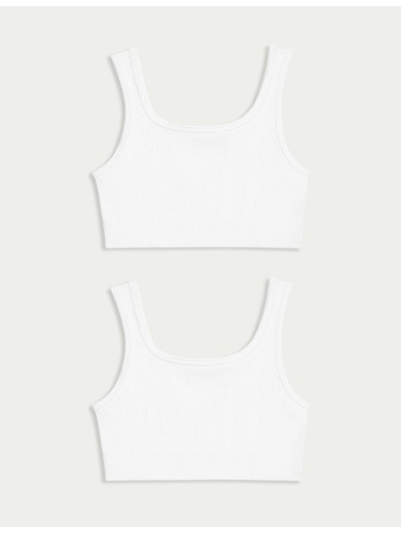 Marks & Spencer Безшевни скъсени топове с ръб и кръгло деколте (6–16 години), 2 бр. Marks & Spencer бяла