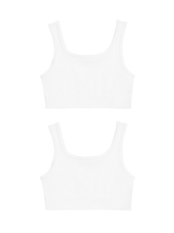 Marks & Spencer Безшевни скъсени топове с ръб и кръгло деколте (6–16 години), 2 бр. Marks & Spencer бяла