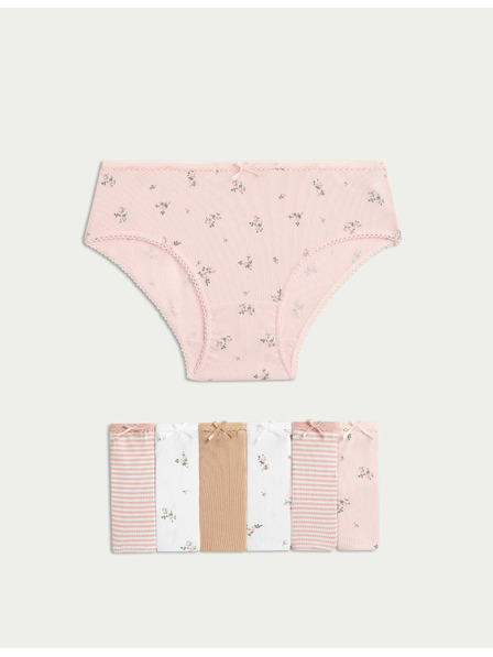 Marks & Spencer Цветни бикини от памук със стреч, 7 бр. в опаковка (2–12 години) Marks & Spencer многоцветна