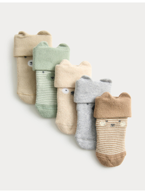 Marks & Spencer 5 чифта чорапи с лица и висок дял памук Marks & Spencer многоцветен