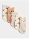 Marks & Spencer Опаковка 5 чифта детски чорапи Spencer Bear с висок дял памук (0–3 години) Marks & Spencer многоцветен