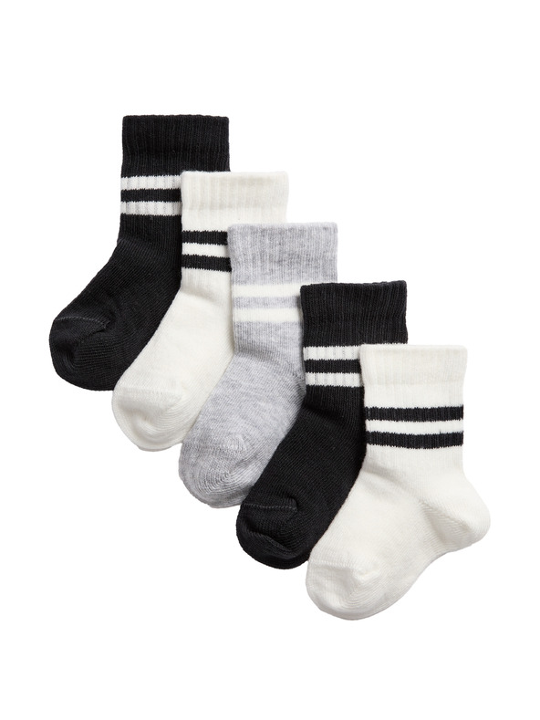 Marks & Spencer Детски чорапи с висок дял памук (0–3 години), 5 чифта в опаковка Marks & Spencer черен