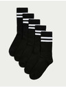 Marks & Spencer Раирани спортни чорапи с висок дял памук, 5 чифта Marks & Spencer черен