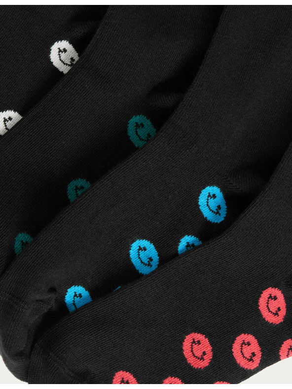 Marks & Spencer Училищни чорапи с висок дял памук и усмивки, 5 чифта Marks & Spencer черен