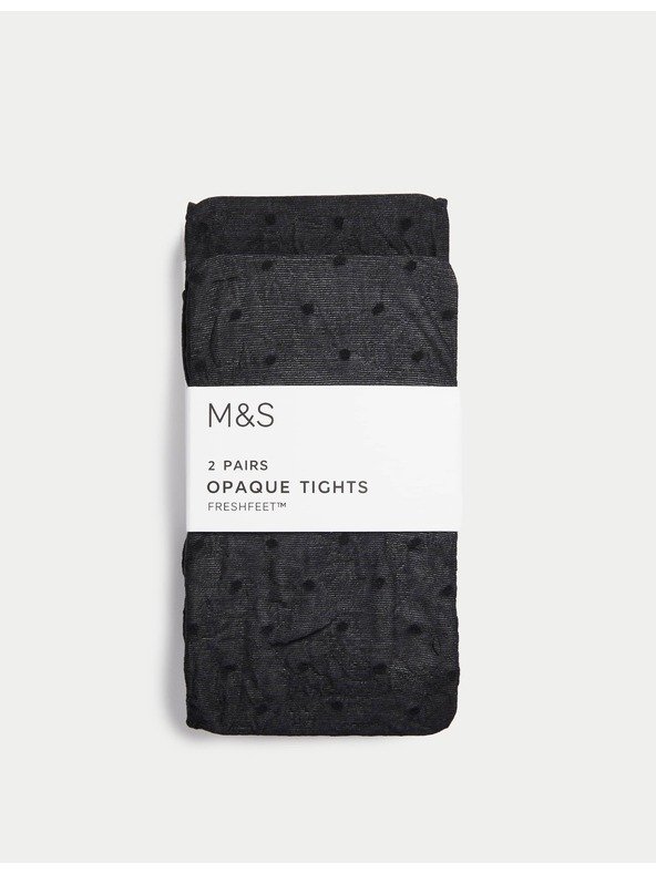 Marks & Spencer Непрозрачни точкови чорапогащи, 2 броя в опаковка (2-14 години) Marks & Spencer черна