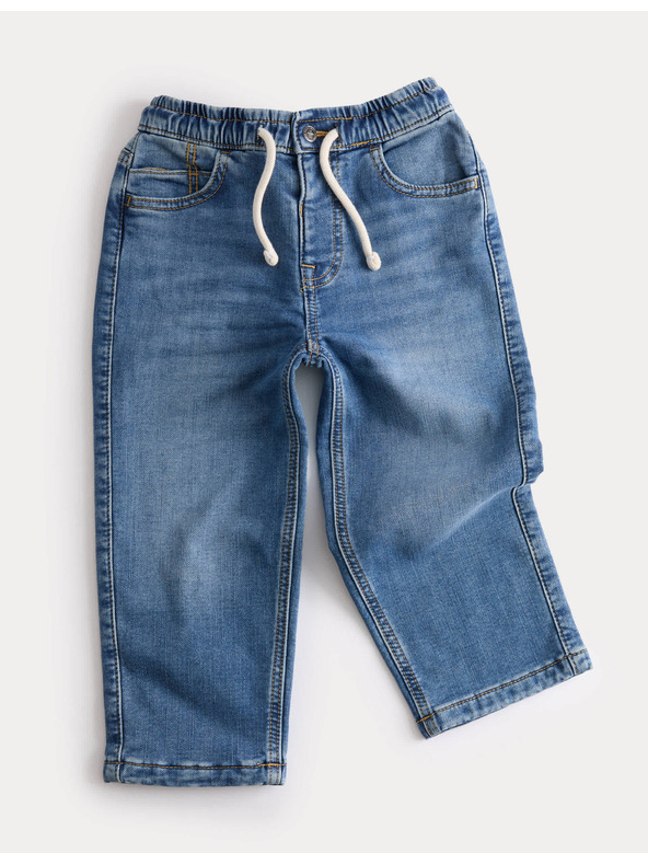 Marks & Spencer Дънки с удобен талия, прави крачоли и висок дял памук (2-8 години) Marks & Spencer тъмносиня