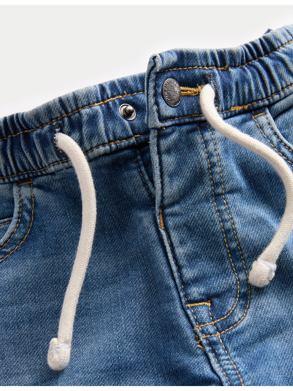 Marks & Spencer Дънки с удобен талия, прави крачоли и висок дял памук (2-8 години) Marks & Spencer тъмносиня