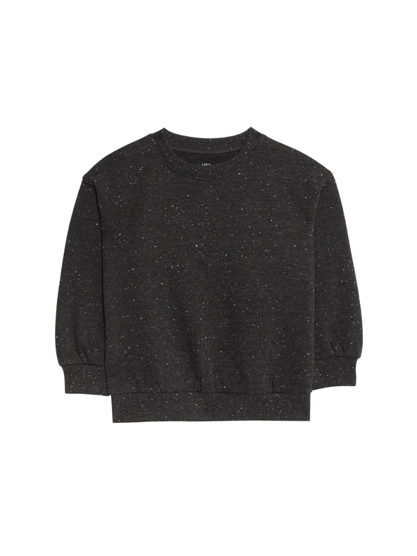 Marks & Spencer Тъкан суитшърт с висок дял памук (2-8 години) Marks & Spencer сива