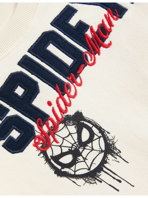 Marks & Spencer Суитшърт Spider-Man™ с високо съдържание на памук (2–8 години) Marks & Spencer сметанова