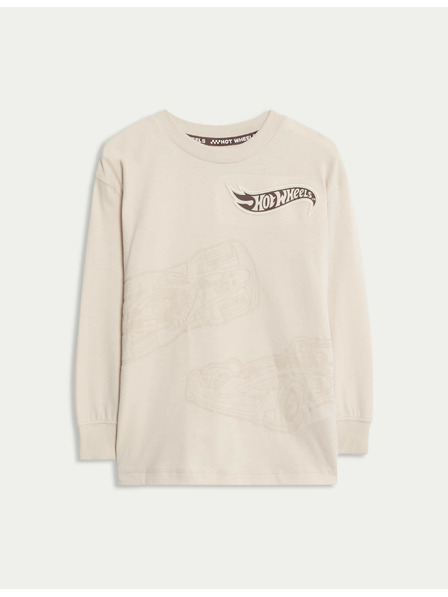 Marks & Spencer Top с мотив Hot Wheels™ от чист памук (2–8 години) Marks & Spencer сметанов