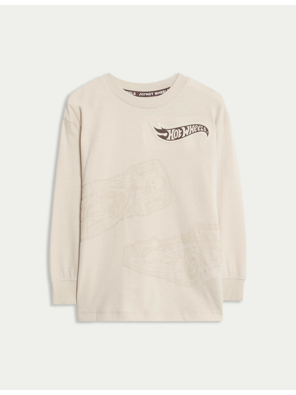 Marks & Spencer Top с мотив Hot Wheels™ от чист памук (2–8 години) Marks & Spencer сметанов
