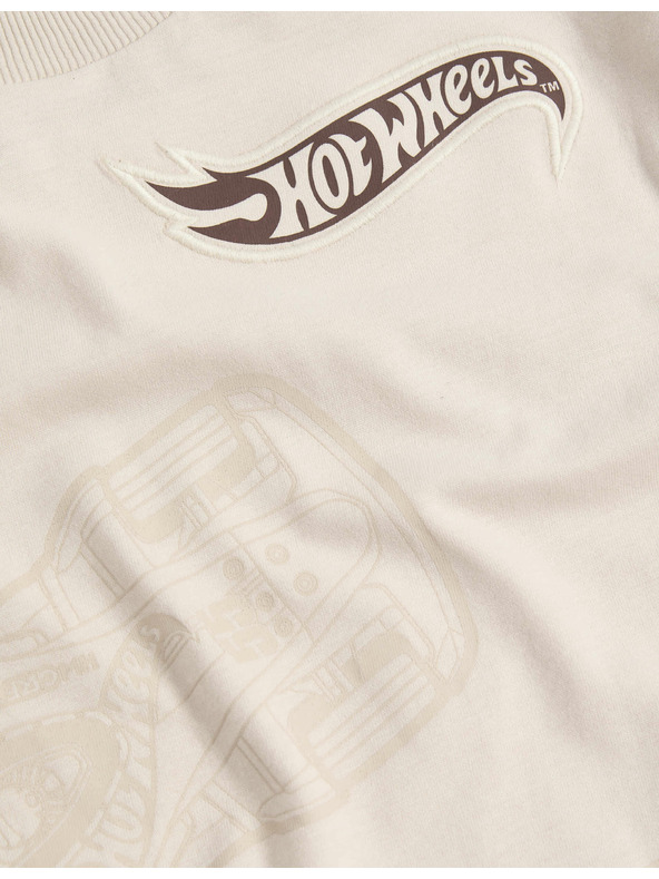 Marks & Spencer Top с мотив Hot Wheels™ от чист памук (2–8 години) Marks & Spencer сметанов