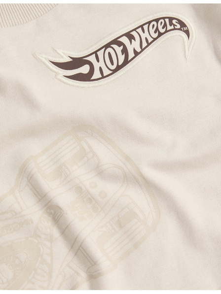 Marks & Spencer Top с мотив Hot Wheels™ от чист памук (2–8 години) Marks & Spencer сметанов