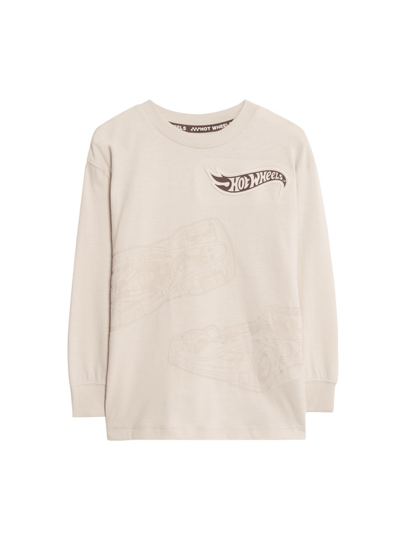 Marks & Spencer Top с мотив Hot Wheels™ от чист памук (2–8 години) Marks & Spencer сметанов